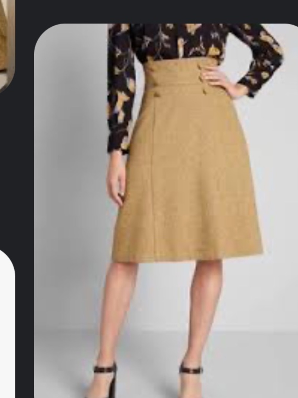 ModCloth Mustard Tan A-Line Herringbone Skirt Women’s Size 2